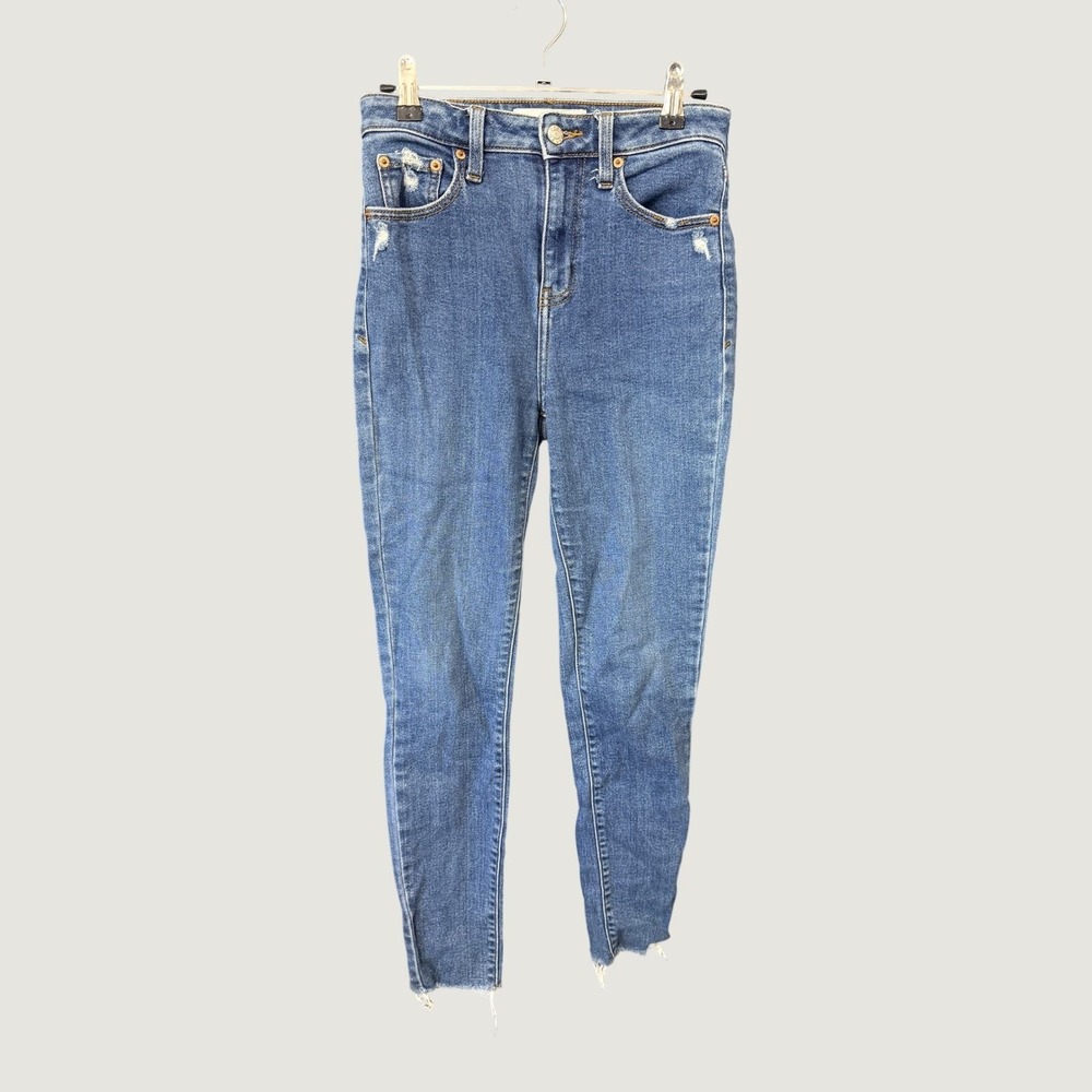 Daze Denim Hug Skinny Jeans Womens 25 Blue Distressed High Rise Raw Hem D6003WSS
